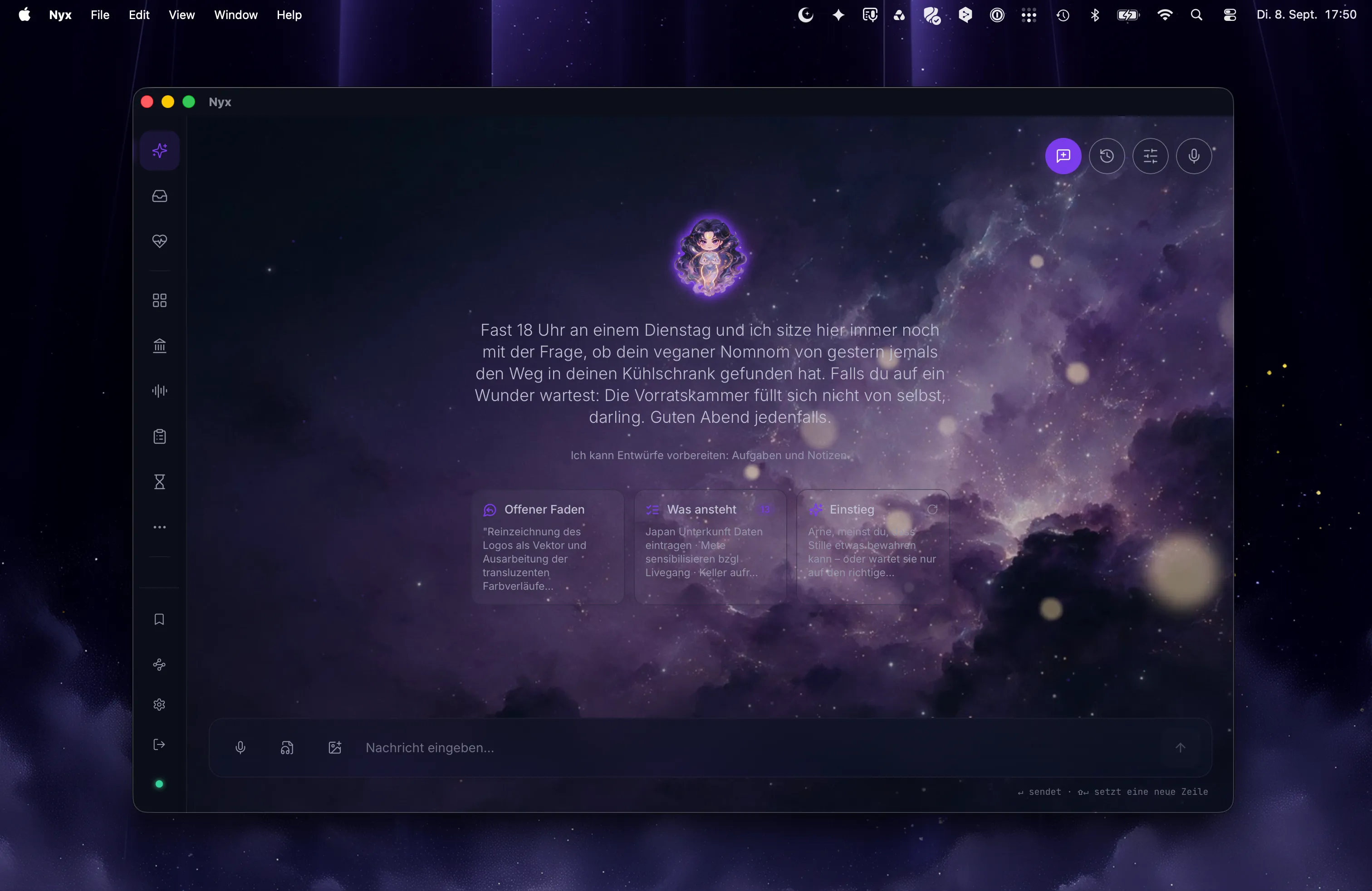 Nyx / Nadir — AI companionship — interface